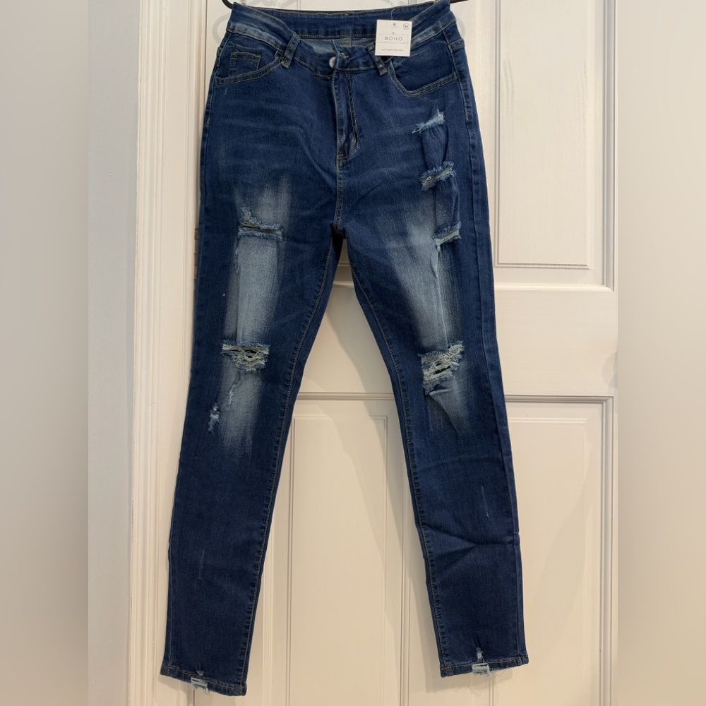 Boho Stretch Ripped Jeans